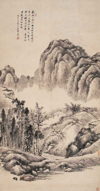 戴熙 丁巳（1857）年作 秋山雨过 立轴